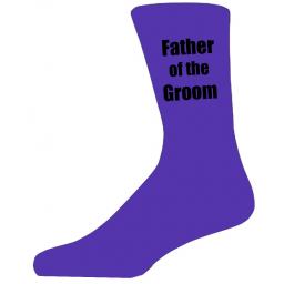 Purple Wedding Socks with Black Father of The Groom Title Adult size UK 6-12 Euro 39-49
