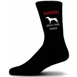 Black Warning Great Dane Owner Socks - I love my Dog Novelty Socks