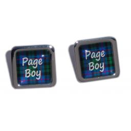 Page Boy Blue Tartan Square Wedding Cufflinks