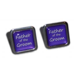 Father of the Groom Purple Square Wedding Cufflinks