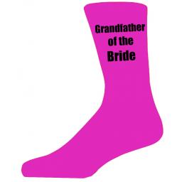 Hot Pink Wedding Socks with Black Grandfather of The Bride Title Adult size UK 6-12 Euro 39-49