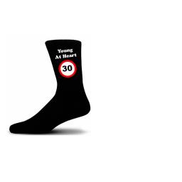 Young At Heart 30 Speed Sign Black Cotton Rich Novelty Birthday Socks