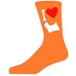 Orange Novelty Shih Tzu Socks - I Love My Dog Socks
