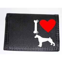 I Love Boxer Dogs on a Black Nylon Wallet, Stunning Birthday, Fathers Day or Christmas Gift
