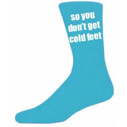 Turquoise Mens Wedding Socks - High Quality So you Don't Get Cold Feet Cotton Rich Turquoise Socks (Adult 6-12)
