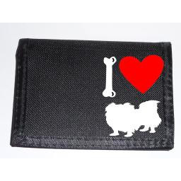 I Love Pekingese Dogs on a Black Nylon Wallet, Stunning Birthday, Fathers Day or Christmas Gift