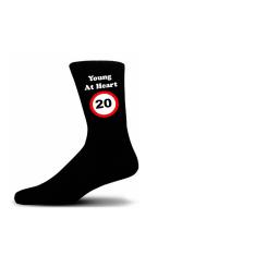 Young At Heart 20 Speed Sign Black Cotton Rich Novelty Birthday Socks