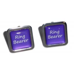 Ring Bearer Purple Square Wedding Cufflinks