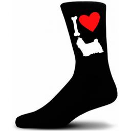 Mens Black Novelty Shih Tzu Socks- I Love My Dog Socks Luxury Cotton Novelty Socks Adult size UK 5-12 Euro 39-49