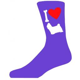 Purple Ladies Novelty Shih Tzu Socks- I Love My Dog Socks Luxury Cotton Novelty Socks Adult size UK 5-12 Euro 39-49