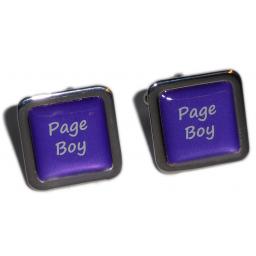 Page Boy Purple Square Wedding Cufflinks