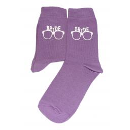 Purple Socks with Bride Eye Glasses Design - Great Novelty Gift Socks Luxury Cotton Novelty Socks Adult size UK 6-12 Euro 39-49