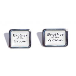 Brother of the Groom White Square Wedding Cufflinks