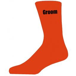 Orange Wedding Socks with Black Groom Title Adult size UK 6-12 Euro 39-49