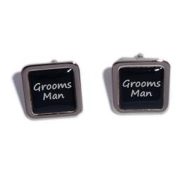 Grooms Man Black Square Wedding Cufflinks