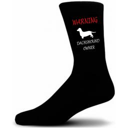 Black Warning Dachshund Owner Socks - I love my Dog Novelty Socks