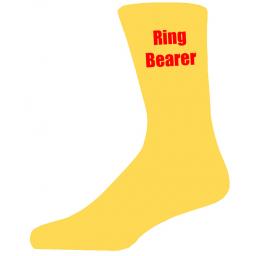 Yellow Wedding Socks with Red Ring Bearer Title Adult size UK 6-12 Euro 39-49