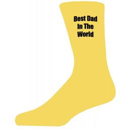 Best Dad in in the World in Black Text on Yellow Socks, Lovely Birthday Gift Adult size UK 6-12 Ideal for a Christmas, birthday or anytime gift