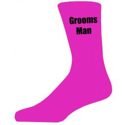 Hot Pink Wedding Socks with Black Grooms Man Title Adult size UK 6-12 Euro 39-49