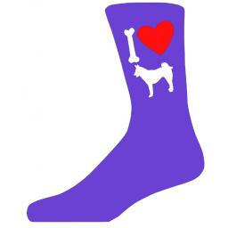 Purple Ladies Novelty Husky Socks- I Love My Dog Socks Luxury Cotton Novelty Socks Adult size UK 5-12 Euro 39-49