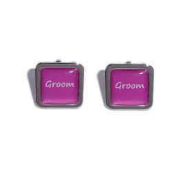 Groom Hot Pink Square Wedding Cufflinks