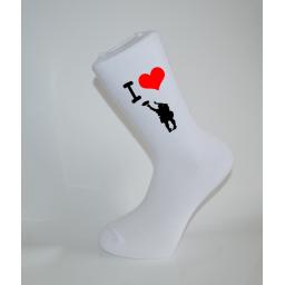 I Love BasketBall White Socks, Great Socks for the sportsman, Adults 6-12