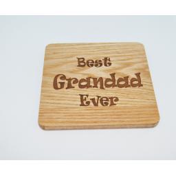 Best Grandad Ever Wooden Engraved Coaster
