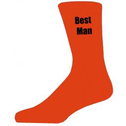 Orange Wedding Socks with Black Best Man Title Adult size UK 6-12 Euro 39-49