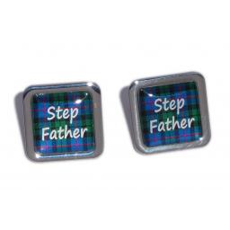 Stepfather Blue Tartan Square Wedding Cufflinks