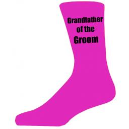 Hot Pink Wedding Socks with Black Grandfather of The Groom Title Adult size UK 6-12 Euro 39-49