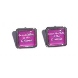 Grandfather of the Groom Hot Pink Square Wedding Cufflinks