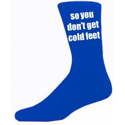 Blue Mens Wedding Socks - High Quality So you Don't Get Cold Feet Cotton Rich Blue Socks (Adult 6-12)