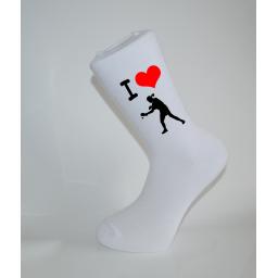 I Love Tennis White Socks, Great Socks for the sportsman, Adults 6-12
