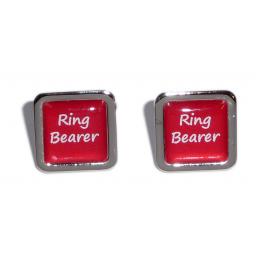 Ring Bearer Red Square Wedding Cufflinks