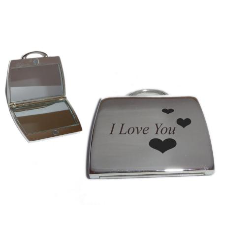 I Love You Handbag Mirror with Love Hearts design