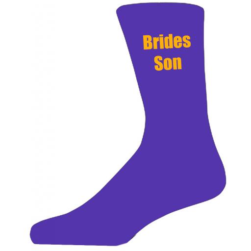 Purple Wedding Socks with Yellow Brides Son Title Adult size UK 6-12 Euro 39-49