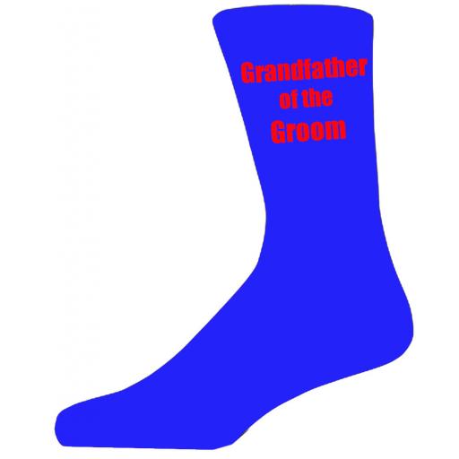Blue Wedding Socks with Red Grandfather of The Groom Title Adult size UK 6-12 Euro 39-49