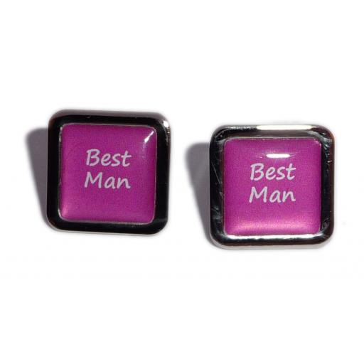 Best Man Hot Pink Square Wedding Cufflinks