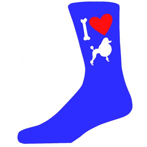 Blue Novelty Poodle Socks - I Love My Dog Socks