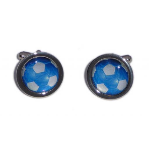 Blue & White Foot Ball cufflinks