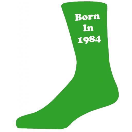 Born In 1984 Green Socks, Celebrate Your Birthday A Great Pair Of Novelty Socks For That Special Day
