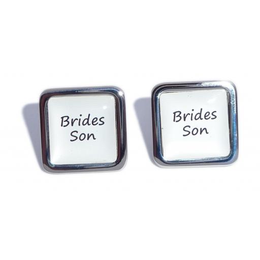 Brides Son White Square Wedding Cufflinks