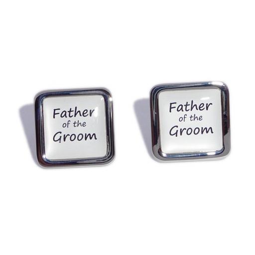 Father of the Groom White Square Wedding Cufflinks