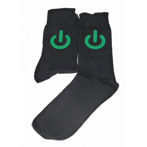 Green Power Symbol Mens Socks, Great Novelty Gift Socks Luxury Cotton Novelty Socks Adult size UK 6-12 Euro 39-49