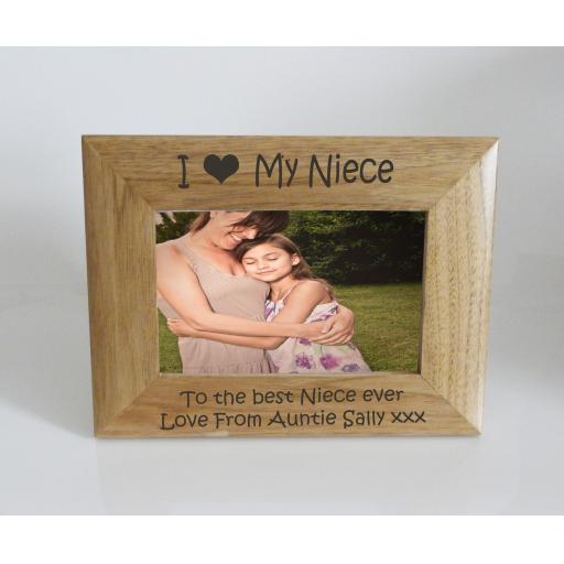 Niece Photo Frame 6 x 4 - I heart-Love My Niece 6 x 4 Photo Frame - Free Engraving