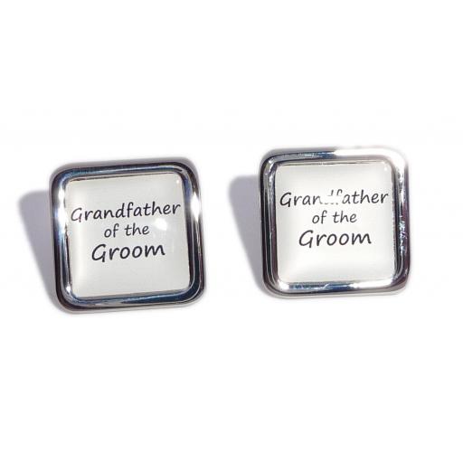 Grandfather of the Groom White Square Wedding Cufflinks