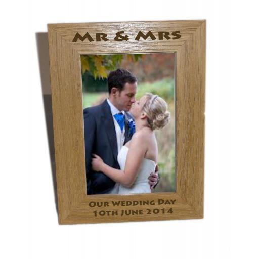 Mr & Mrs Wooden Photo Frame 6x8 - Personalise This Frame - Free Engraving - Please email glamgifts50@yahoo co uk