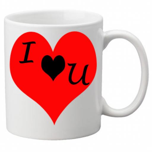 I Love You in a Red Heart on a Quality Mug, Valentines, Birthday or Christmas Gift Great Novelty 11oz Mug