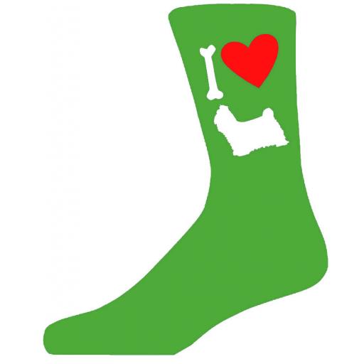 Green Novelty Shih Tzu Socks - I Love My Dog Socks