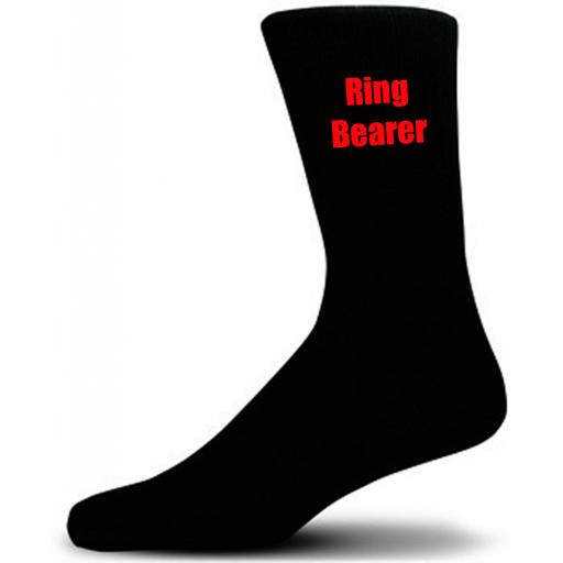 Black Wedding Socks with Red Ring Bearer Title Adult size UK 6-12 Euro 39-49